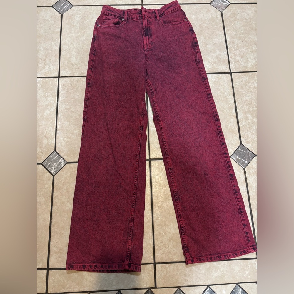 Women's Red Jeans SOCIAL TOURIST  3R  ultra high rise baggy Size  w 26